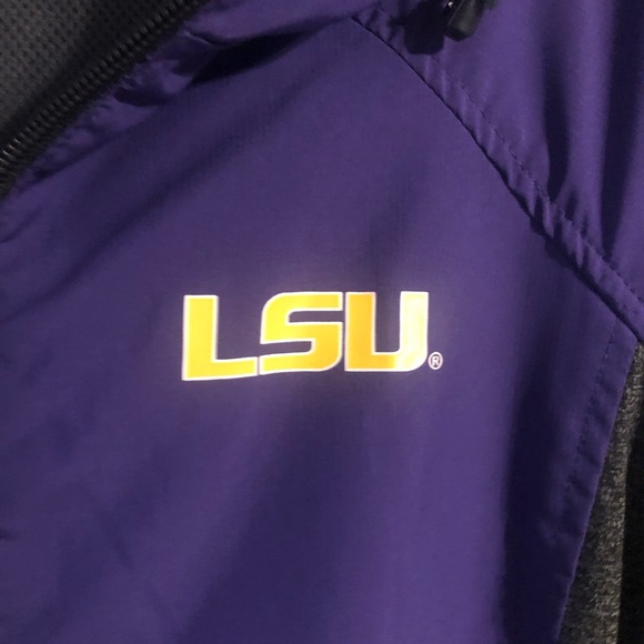 Colosseum Windbreaker LSU logo purple gray side Medium. Long arm & thumb hole - Picture 4 of 12